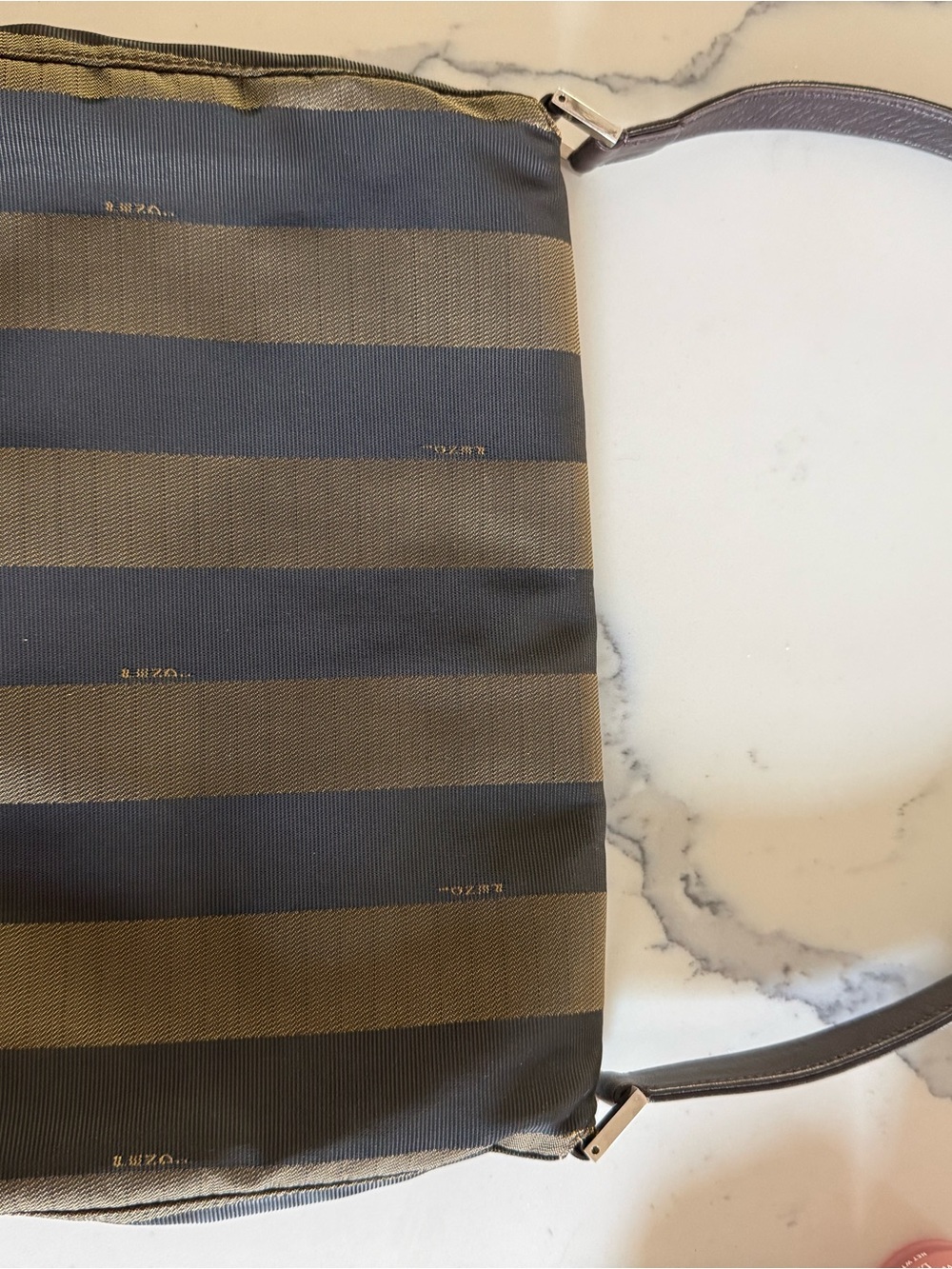 Vintage Fendi Striped Canvas and Leather Shoulder Bag - Picture 4 of 9